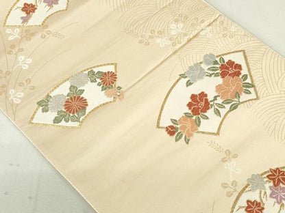平和屋着物◎六通柄袋帯　唐織　地紙花文　金糸　正絹　逸品　DAAU1848xg