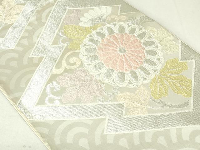 平和屋着物◎六通柄袋帯 唐織 松皮菱桐文 銀糸 正絹 逸品 DAAU1851xg