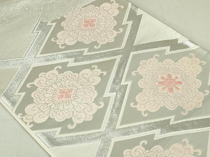 平和屋着物◎西陣 六通柄袋帯 唐織 松川菱花文 銀糸 正絹 逸品 DAAU1852xg