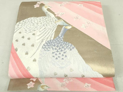 平和屋着物◎六通柄袋帯 唐織 孔雀花文 金銀糸 さが美扱い 正絹 逸品 DAAU1854xg