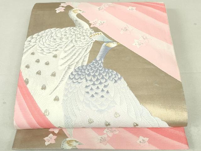 平和屋着物◎六通柄袋帯 唐織 孔雀花文 金銀糸 さが美扱い 正絹 逸品 DAAU1854xg
