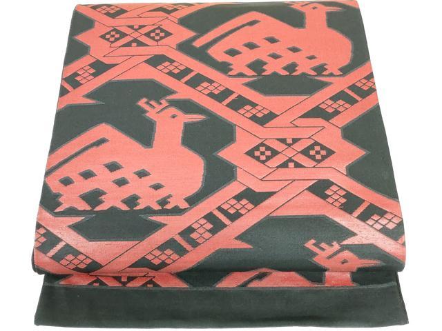 平和屋着物◎六通柄袋帯 有栖川文様 黒地 正絹 逸品 DAAU1857xg