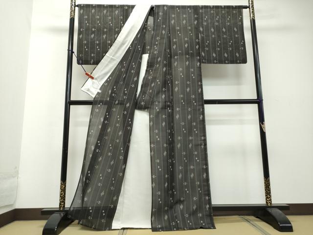 平和屋着物＊夏物　本場琉球絣　夏琉球　手おり　野原広光作　黒地　証紙付き　正絹　逸品　DAAU2282ud
