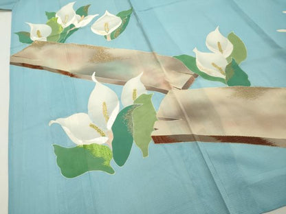 平和屋着物＊希少 夏物 創業130年 江戸染繍友禅 大彦 中国三大刺繍 相良刺繍 訪問着 絽 カラー 金糸 高島屋 正絹 逸品 未使用 DAAU2304ud