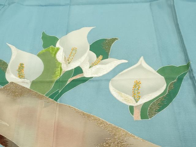 平和屋着物＊希少 夏物 創業130年 江戸染繍友禅 大彦 中国三大刺繍 相良刺繍 訪問着 絽 カラー 金糸 高島屋 正絹 逸品 未使用 DAAU2304ud
