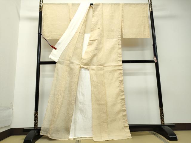 平和屋着物＊夏物 小千谷ちぢみ 蜂蜜色 麻 逸品 DAAU2311ud