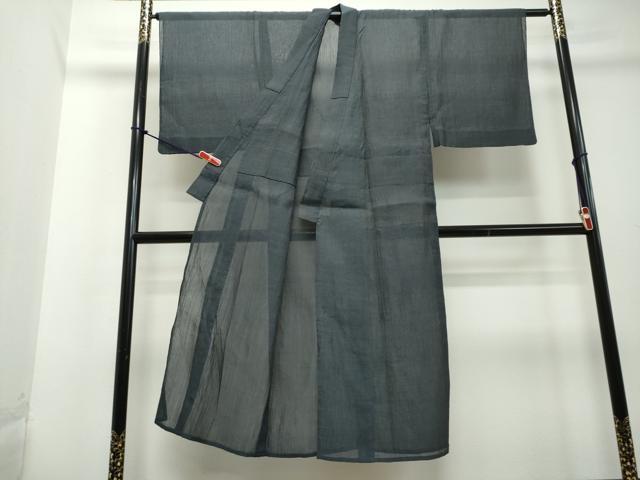 平和屋着物＊夏物　男性　小千谷ちぢみ　羊羹色　麻　逸品　DAAU2345ud
