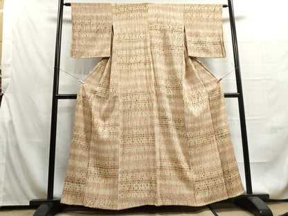 平和屋着物▽上質な小紋 単衣 杢目絞り 霞文 正絹 逸品 DAAU2629ud