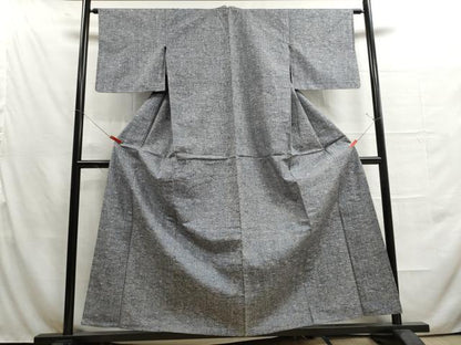 平和屋着物▽上質な紬 単衣 流水舞葉文 正絹 逸品 DAAU2658ud