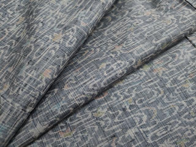 平和屋着物▽上質な紬 単衣 流水舞葉文 正絹 逸品 DAAU2658ud