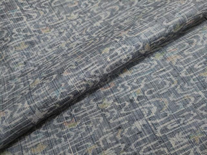 平和屋着物▽上質な紬 単衣 流水舞葉文 正絹 逸品 DAAU2658ud