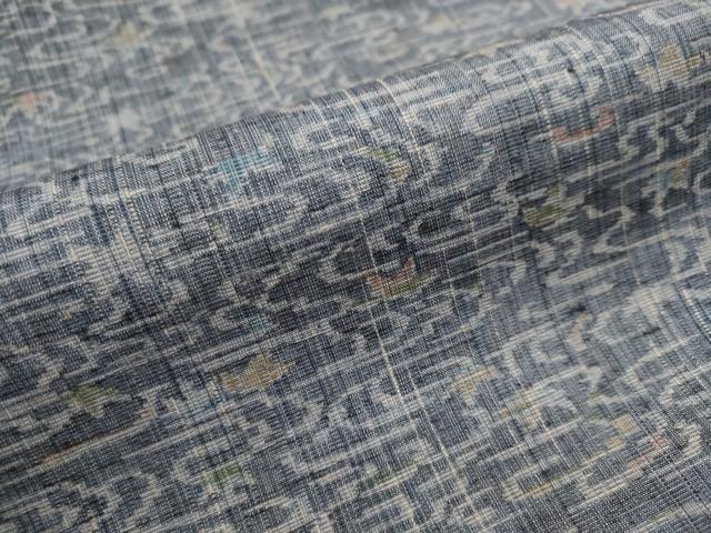 平和屋着物▽上質な紬 単衣 流水舞葉文 正絹 逸品 DAAU2658ud