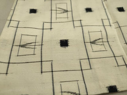 平和屋着物▽上質な紬　単衣　幾何学文様　正絹　逸品　DAAU2660ud