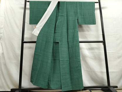 平和屋着物▽上質な紬 単衣 萌葱色 正絹 逸品 未使用 DAAU2666ud