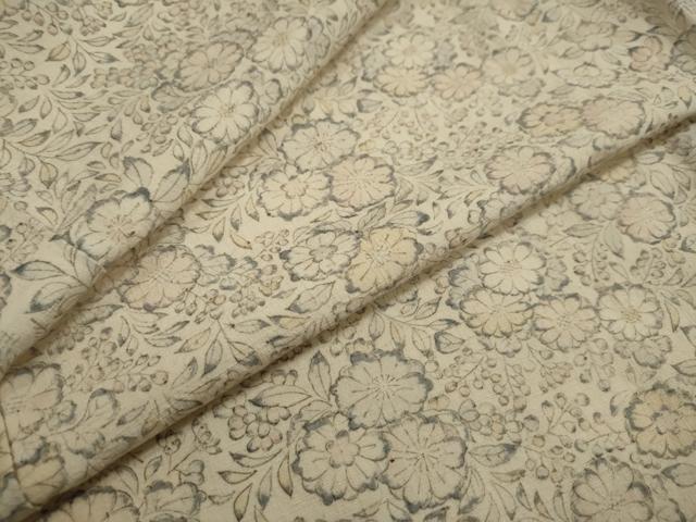 平和屋着物▽上質な小紋 単衣 紬地 草花文 正絹 逸品 DAAU2668ud