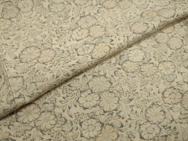 平和屋着物▽上質な小紋 単衣 紬地 草花文 正絹 逸品 DAAU2668ud