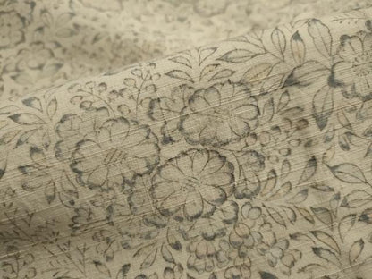 平和屋着物▽上質な小紋 単衣 紬地 草花文 正絹 逸品 DAAU2668ud