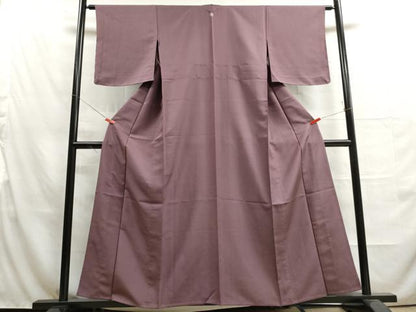 平和屋着物▽上質な色無地　単衣　紗綾型地紋　蒲葡色　正絹　逸品　未使用　DAAU2672ud
