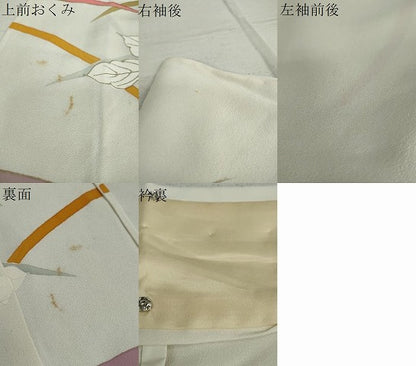 平和屋着物▽訪問着　単衣　駒刺繍　草花文　金彩　正絹　逸品　DAAU2836ud