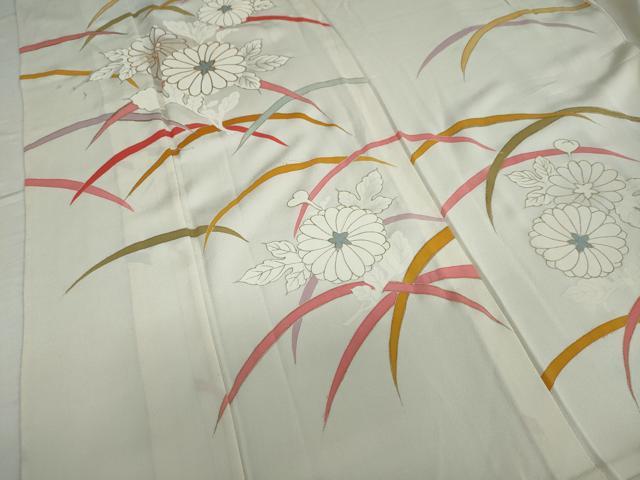 平和屋着物▽訪問着　単衣　駒刺繍　草花文　金彩　正絹　逸品　DAAU2836ud