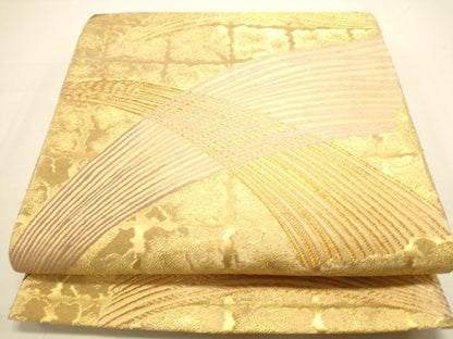 平和屋着物◎六通柄袋帯 抽象文様 金糸 正絹 逸品 DAAU3068op