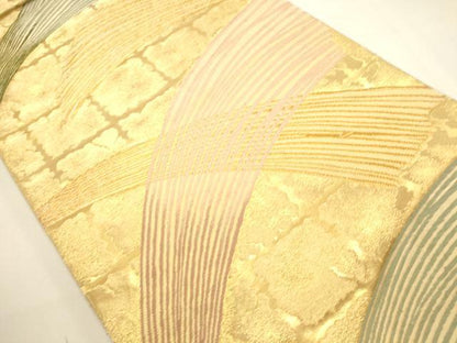 平和屋着物◎六通柄袋帯 抽象文様 金糸 正絹 逸品 DAAU3068op