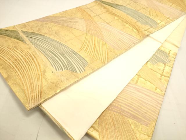 平和屋着物◎六通柄袋帯 抽象文様 金糸 正絹 逸品 DAAU3068op