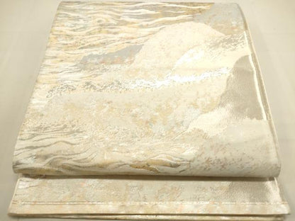 平和屋着物◎六通柄袋帯　風景文　引箔　正絹　逸品　DAAU3070op
