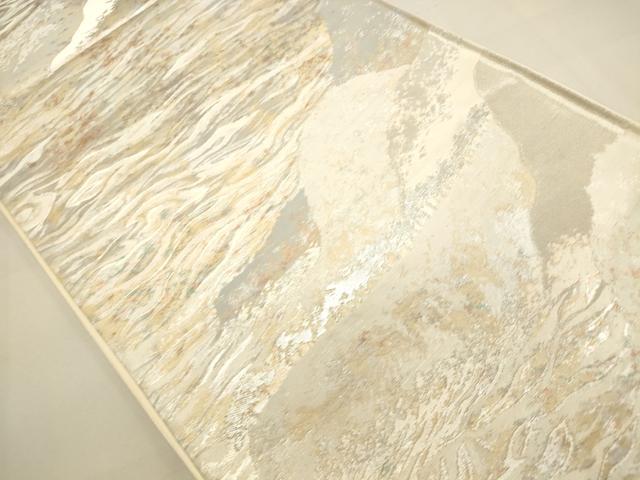 平和屋着物◎六通柄袋帯　風景文　引箔　正絹　逸品　DAAU3070op