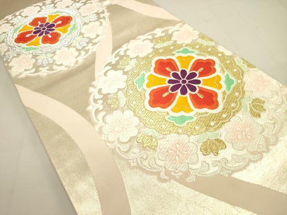 平和屋着物◎六通柄袋帯 唐織 宝相華 金銀糸 正絹 逸品 DAAU3075op