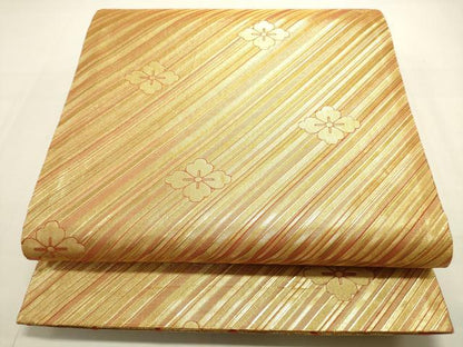 平和屋着物◎佐賀錦 両面 全通柄袋帯 立波文 金糸 正絹 逸品 DAAU3092op