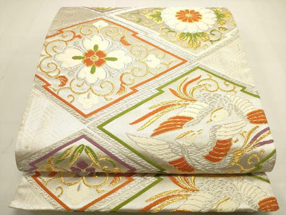 平和屋着物◎六通柄袋帯 唐織 松皮菱花文 金銀糸 正絹 逸品 DAAU3132op