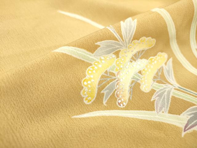 平和屋着物▽訪問着 単衣 女郎花 銀彩 正絹 逸品 DAAU3207op