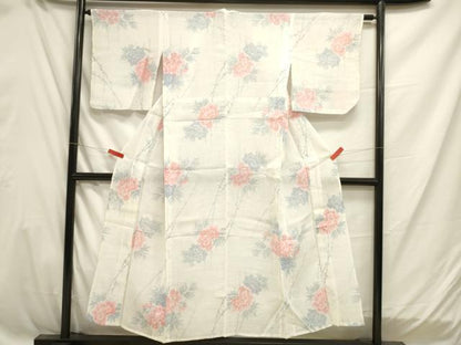 平和屋着物＊夏物 本場小千谷ちぢみ 牡丹 麻 逸品 DAAW0944op