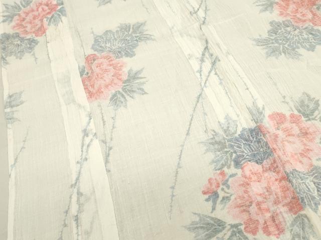 平和屋着物＊夏物 本場小千谷ちぢみ 牡丹 麻 逸品 DAAW0944op