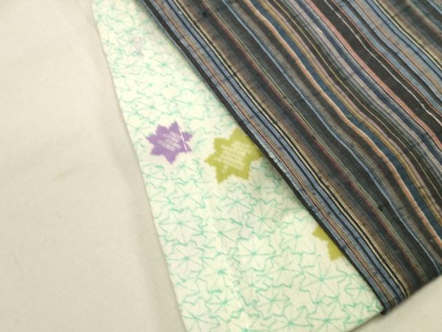 平和屋着物▽上質な紬 単衣 縞 正絹 逸品 DAAU3447op