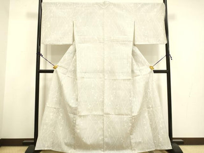 平和屋着物▽本塩沢　単衣　枝葉文　やまと誂製　正絹　逸品　未使用　DAAU3570du