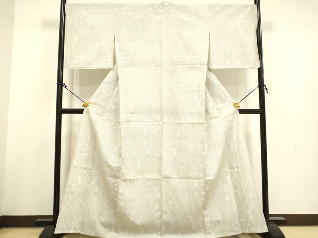 平和屋着物▽本塩沢　単衣　枝葉文　やまと誂製　正絹　逸品　未使用　DAAU3570du
