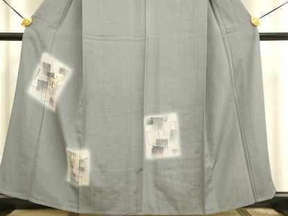 平和屋着物▽訪問着 単衣 刺繍 色紙花文 暈し染め 金糸 正絹 逸品 DAAU3575du