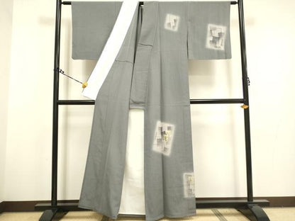 平和屋着物▽訪問着 単衣 刺繍 色紙花文 暈し染め 金糸 正絹 逸品 DAAU3575du