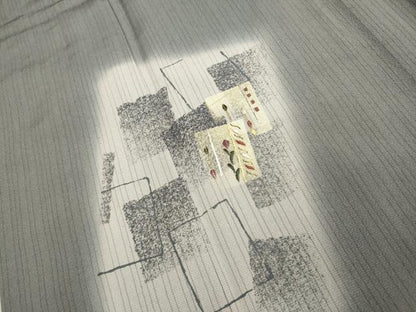平和屋着物▽訪問着 単衣 刺繍 色紙花文 暈し染め 金糸 正絹 逸品 DAAU3575du