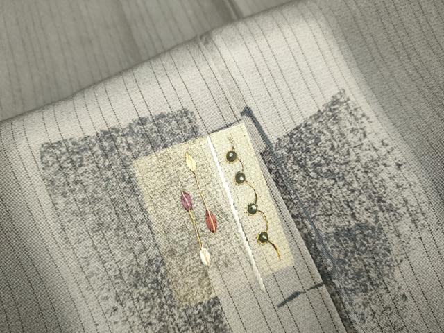平和屋着物▽訪問着 単衣 刺繍 色紙花文 暈し染め 金糸 正絹 逸品 DAAU3575du
