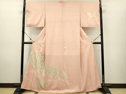 平和屋着物●訪問着 絞り 刺繍 草花文 宍色 金彩 正絹 逸品 DAAU3945du
