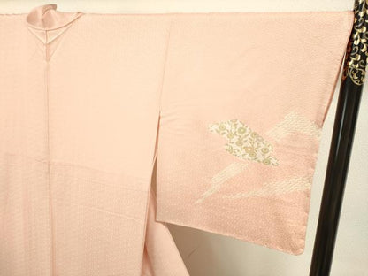 平和屋着物●訪問着 絞り 刺繍 草花文 宍色 金彩 正絹 逸品 DAAU3945du