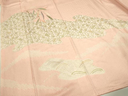 平和屋着物●訪問着 絞り 刺繍 草花文 宍色 金彩 正絹 逸品 DAAU3945du