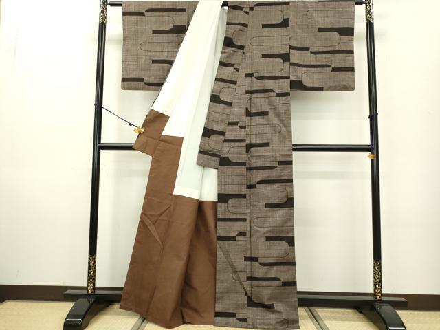 平和屋着物●本場大島紬　7マルキ　抽象文様　正絹　逸品　DAAU3954du