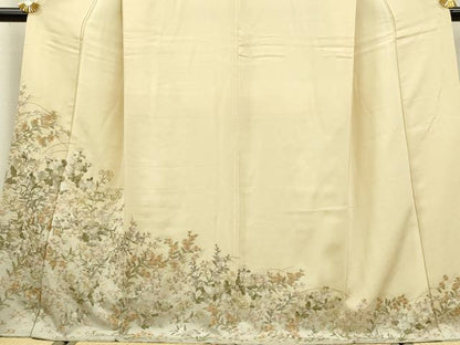 平和屋着物●訪問着　総刺繍　草花文　暈し染め　金糸　正絹　逸品　DAAU3957du