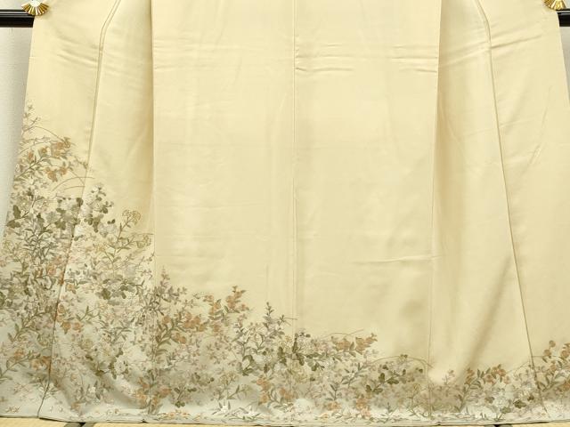 平和屋着物●訪問着　総刺繍　草花文　暈し染め　金糸　正絹　逸品　DAAU3957du