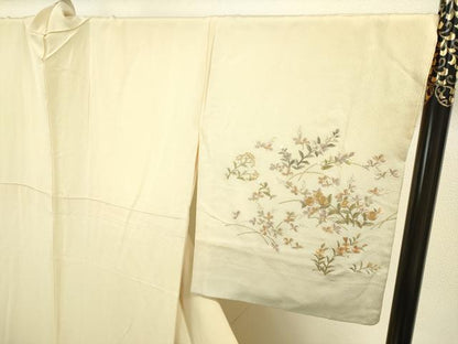 平和屋着物●訪問着　総刺繍　草花文　暈し染め　金糸　正絹　逸品　DAAU3957du