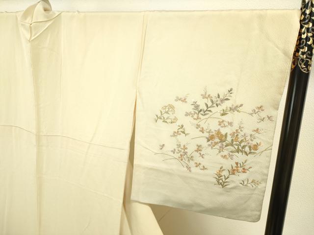 平和屋着物●訪問着　総刺繍　草花文　暈し染め　金糸　正絹　逸品　DAAU3957du